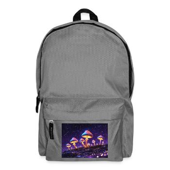 Bright mushroom motifs in neon style - Backpack - elephant grey - Front