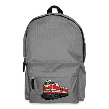 Rote Vintage Lokomotive Illustration BR 118 - Rucksack - Mittelgrau - Vorne