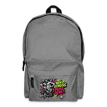 Lustiger Waschbär Spruch Nen Scheiss muss ich - Rucksack - Mittelgrau - Vorne