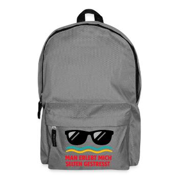 Selten gestresst: Humorvoller Stresswitz - Rucksack - Mittelgrau - Vorne