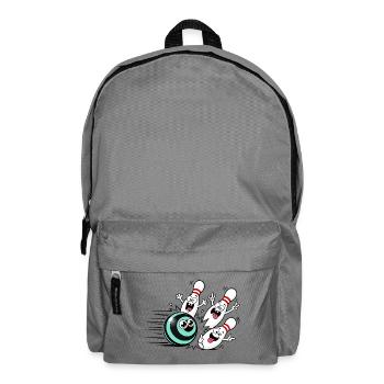 Lebendige Bowlingball mit frechen Pins - Rucksack - Mittelgrau - Vorne