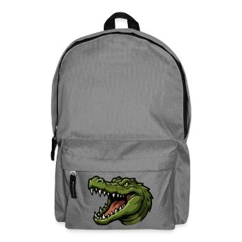 Alligator Head Cartoon Green - Backpack - elephant grey - Front