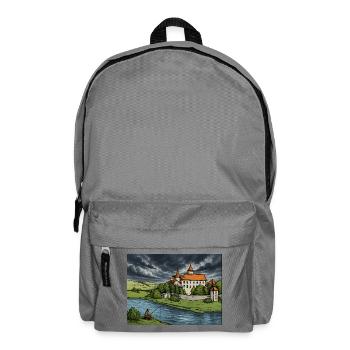 Croquis du château au bord de la rivière - Sac à dos - gris éléphant - Devant