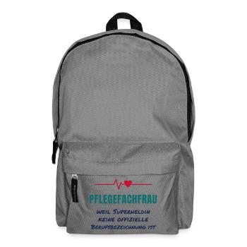 Pflegefachfrau – Superheldin Pflege Spruch - Rucksack - Mittelgrau - Vorne