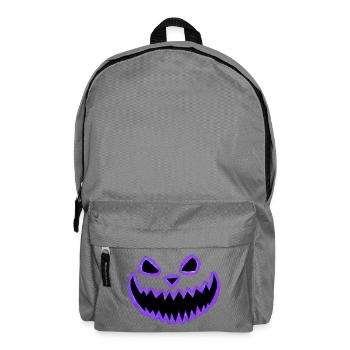 Neon Kürbisgesicht Lila - Schwarzlicht Look - Rucksack - Mittelgrau - Vorne