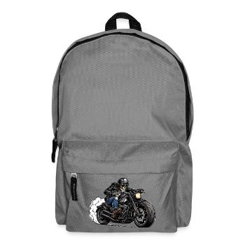 Skull Biker auf Chrome-Motorrad - Rucksack - Mittelgrau - Vorne
