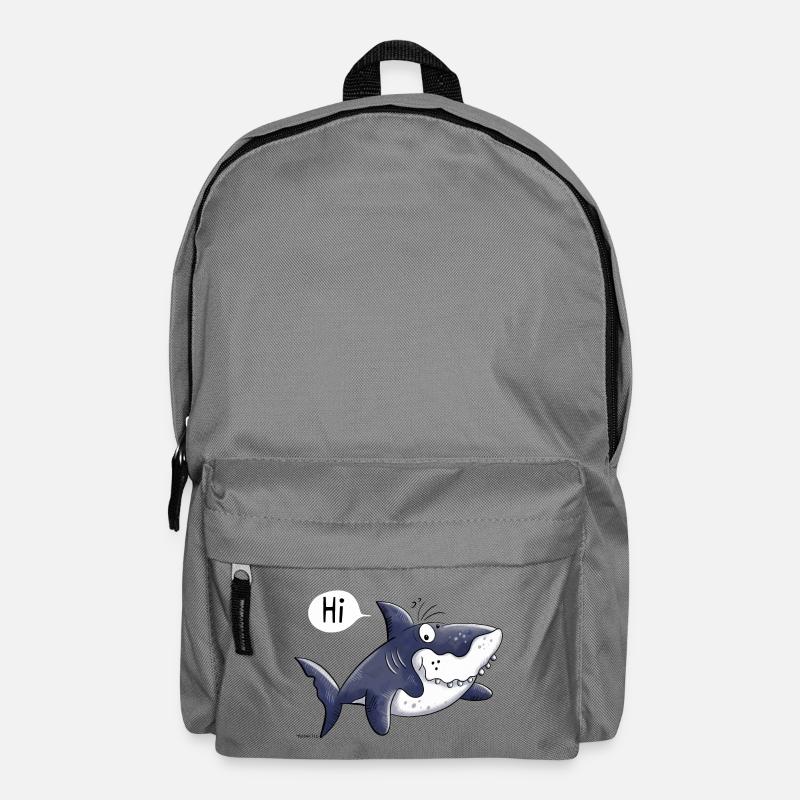 Requin dessin animé - Cadeau - Comique - Sac à dos - gris éléphant