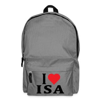 T-Shirt I love Isa T-Shirt Geschenkidee - Rucksack - Mittelgrau - Vorne