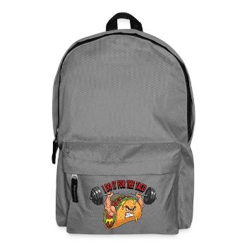 Taco Stark Hantel Barbell Fitness Workout Mexican  - Rucksack - Mittelgrau - Vorne