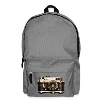 T-shirt illustré d'un appareil photo vintage - Sac à dos - gris éléphant - Devant