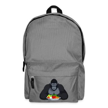 Cooler Gorilla mit Gemüseplatte Affe Motiv - Rucksack - Mittelgrau - Vorne