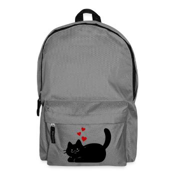 Liegende Katze mit Herzen - Rucksack - Mittelgrau - Vorne