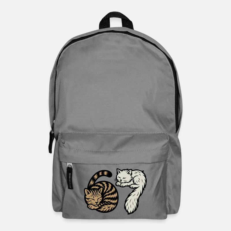 Schlafende 'Six Seven'-Katzen - Rucksack - Mittelgrau