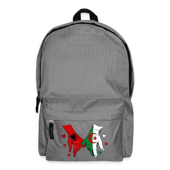 Albanien Algerien Flagge Händehalten used - Rucksack - Mittelgrau - Vorne