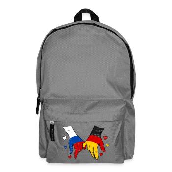 Russland Deutschland Flagge Händehalten  - Rucksack - Mittelgrau - Vorne