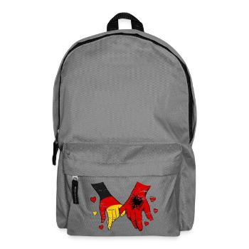 Drapeau Allemagne-Albanie se tenant la main utilisé - Sac à dos - gris éléphant - Devant