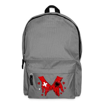 Drapeau suisse Albanie se tenant la main utilisé - Sac à dos - gris éléphant - Devant