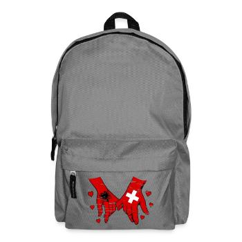 Drapeau de l’Albanie et de la Suisse se tenant la main utilisé - Sac à dos - gris éléphant - Devant