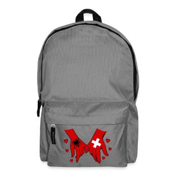 Drapeau Albanie Suisse se tenant la main - Sac à dos - gris éléphant - Devant