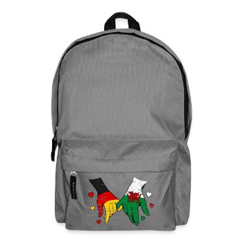 Deutschland_Wales_Flagge_Haendehalten_used - Rucksack - Mittelgrau - Vorne