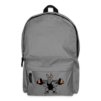 Muskel Hase Karotten Hantel - Rucksack - Mittelgrau - Vorne