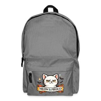 Miaou & Chat fier dans le style tatouage d’Halloween - Sac à dos - gris éléphant - Devant