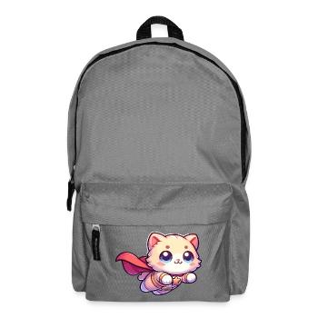 Superheld Katze Kätzchen Helden Mieze - Rucksack - Mittelgrau - Vorne