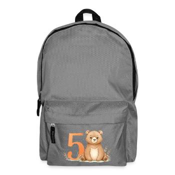 Little Bear with Number Five - Backpack - elephant grey - Front