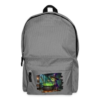 Un petit magicien prépare une potion magique dans un chaudron - Sac à dos - gris éléphant - Devant