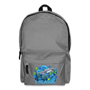 Schulstart 1. Klasse mit Hai Grundschule - Rucksack - Mittelgrau - Vorne