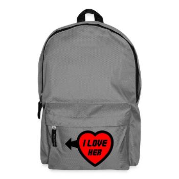 Herz I LOVE HER Typo - Rucksack - Mittelgrau - Vorne