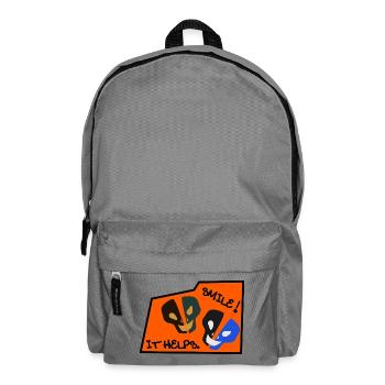 Lächeln! Es hilft – verdrehte Schädel - Rucksack - Mittelgrau - Vorne
