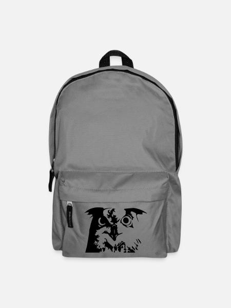 Eule, Owl - Grafik, Vogel, UHU - Rucksack - Mittelgrau
