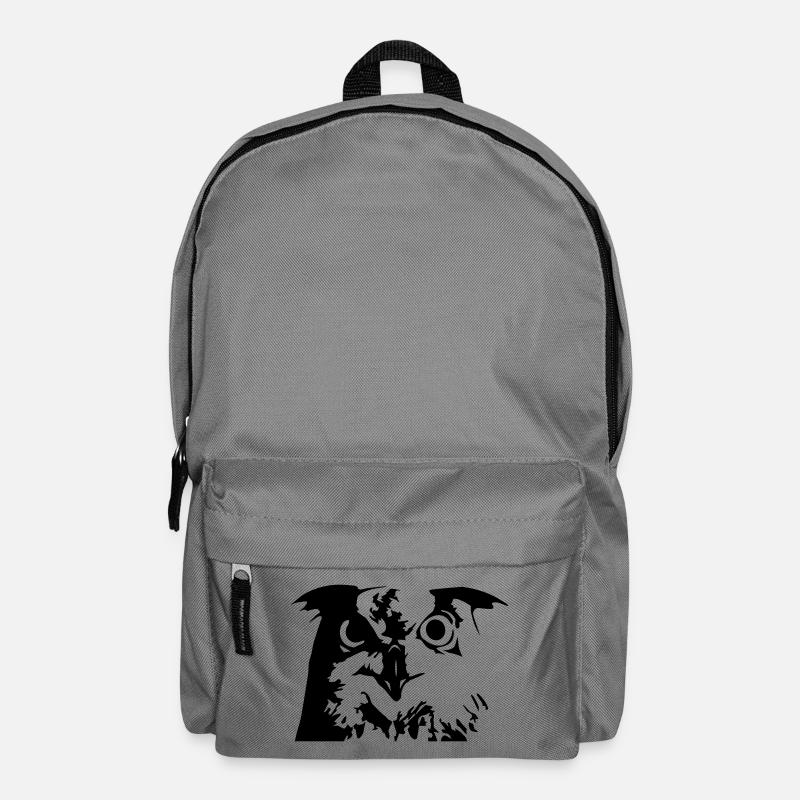 Eule, Owl - Grafik, Vogel, UHU - Rucksack - Mittelgrau