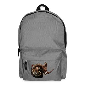 Tiershirts für männer, Mufflonkopf, Schafkopf - Rucksack - Mittelgrau - Vorne