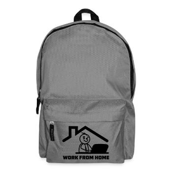 Arbeiten von zu Hause aus mit Strichmännchen hinter dem Laptop - Rucksack - Mittelgrau - Vorne