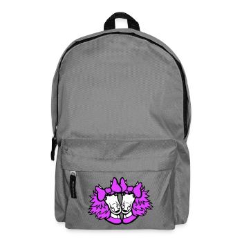 2 Pferde Mädchen weiblich Team Paar Frau Schleife - Rucksack - Mittelgrau - Vorne