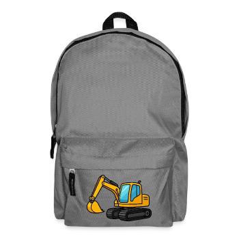 Miniature excavator illustration - Backpack - elephant grey - Front