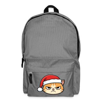 Genervte Katze mit Weihnachtsmütze - Rucksack - Mittelgrau - Vorne