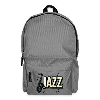 Typografie, Jazz, Saxophon, Musiknoten - Rucksack - Mittelgrau - Vorne