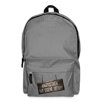 Address at Your Own Risk – Humor Shield - Backpack - elephant grey - Front