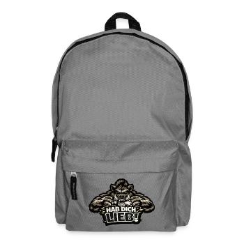 Grizzly Motiv: Hab Dich Lieb! - Provokanter Spruch - Rucksack - Mittelgrau - Vorne