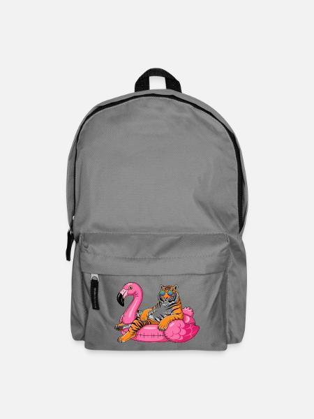Cool Tiger auf Flamingo-Boje – Sommer-Rig-Design - Rucksack - Mittelgrau