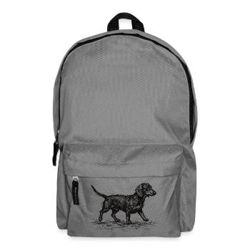 Dackel Sketch – Minimalistisches Hund Design - Rucksack - Mittelgrau - Vorne