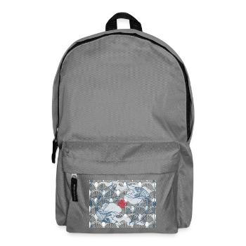 Koi fish in blue wave pattern japan koi - Backpack - elephant grey - Front