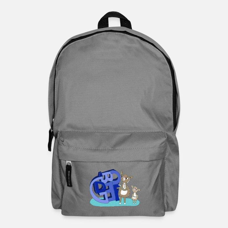 Doktor Lama mit blauen Buchstaben - Rucksack - Mittelgrau