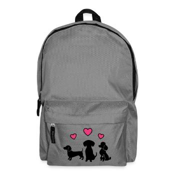 Drei Hunde Dackel Herzen Hundemama Gassi - Rucksack - Mittelgrau - Vorne