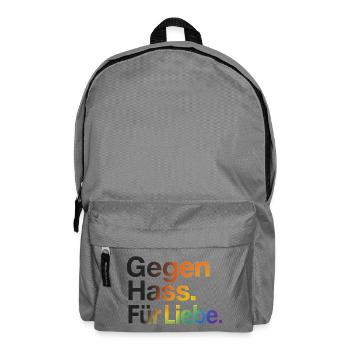 Gegen Hass Für Liebe für Frauen & Männer CSD - Rucksack - Mittelgrau - Vorne