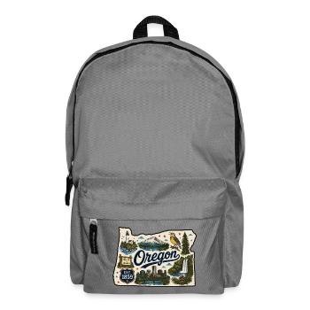 Oregon Beaver State Vintage Reiseaufkleber - Rucksack - Mittelgrau - Vorne