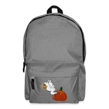 Ghost with lantern over pumpkin - Backpack - elephant grey - Front